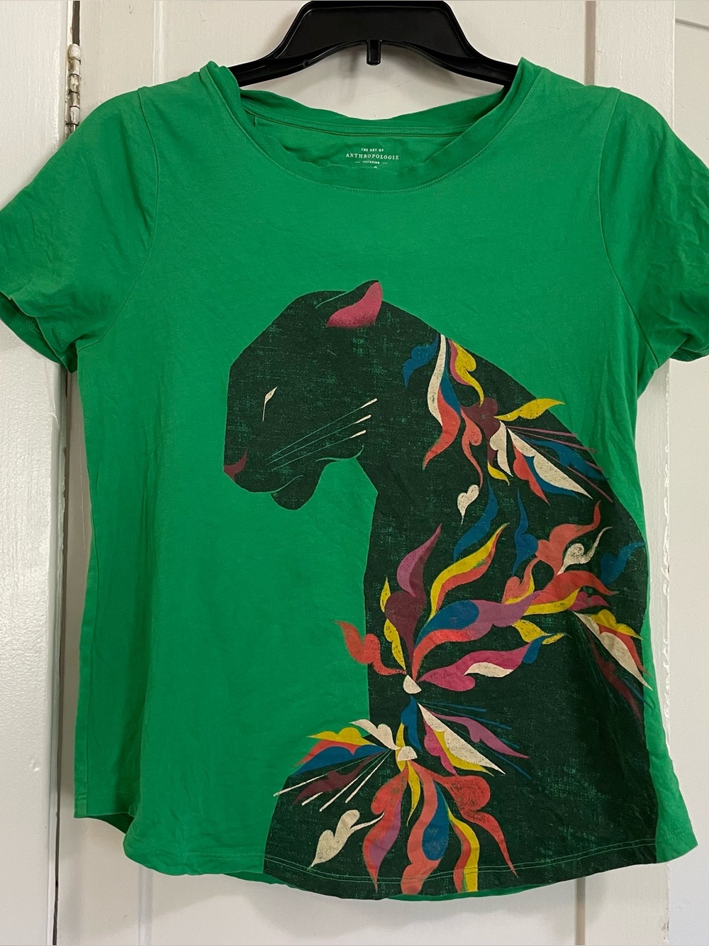 Anthropologie William Santiago panther green graphic tee. Size Small